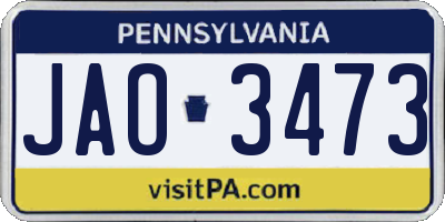 PA license plate JAO3473