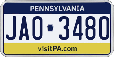 PA license plate JAO3480