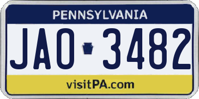 PA license plate JAO3482