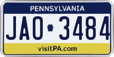 PA license plate JAO3484