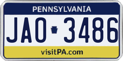 PA license plate JAO3486