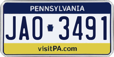 PA license plate JAO3491