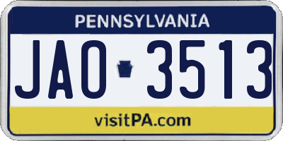 PA license plate JAO3513