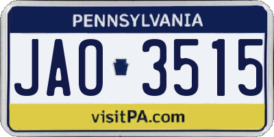 PA license plate JAO3515