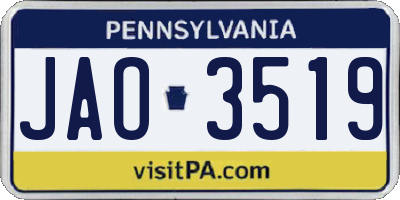 PA license plate JAO3519