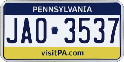PA license plate JAO3537