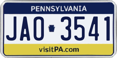 PA license plate JAO3541