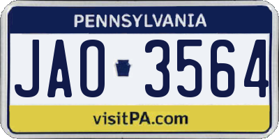PA license plate JAO3564