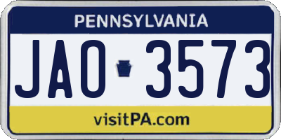 PA license plate JAO3573