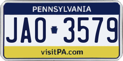 PA license plate JAO3579