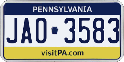 PA license plate JAO3583