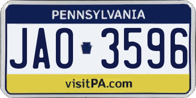 PA license plate JAO3596