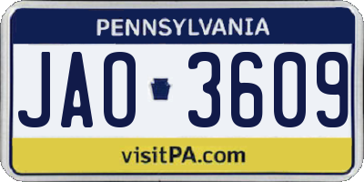 PA license plate JAO3609