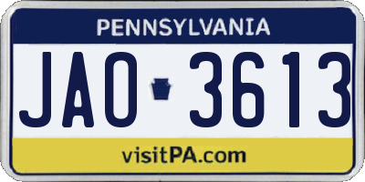 PA license plate JAO3613