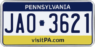 PA license plate JAO3621