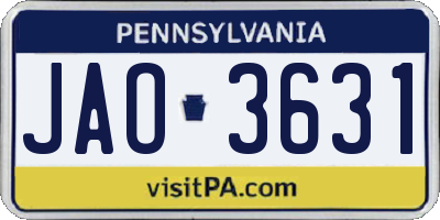 PA license plate JAO3631