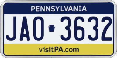 PA license plate JAO3632