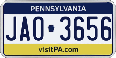 PA license plate JAO3656