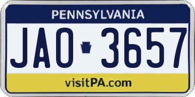 PA license plate JAO3657