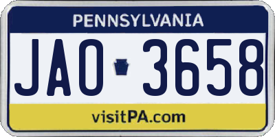 PA license plate JAO3658