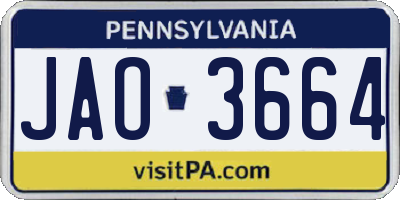 PA license plate JAO3664