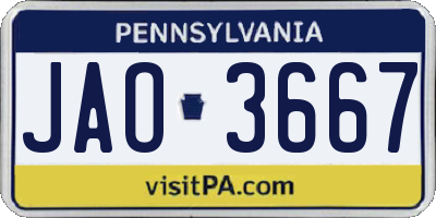 PA license plate JAO3667