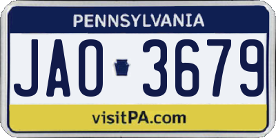 PA license plate JAO3679
