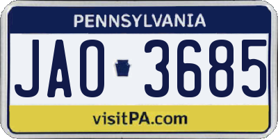 PA license plate JAO3685