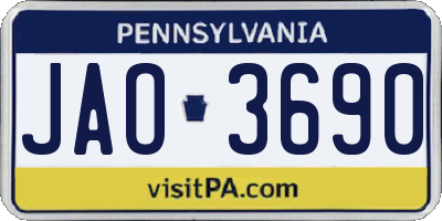 PA license plate JAO3690