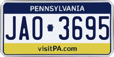 PA license plate JAO3695