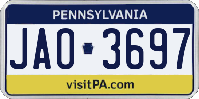 PA license plate JAO3697