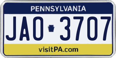 PA license plate JAO3707