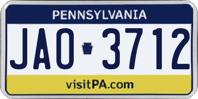 PA license plate JAO3712