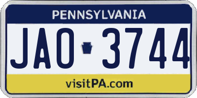 PA license plate JAO3744