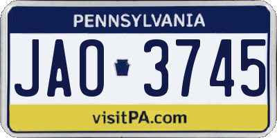 PA license plate JAO3745