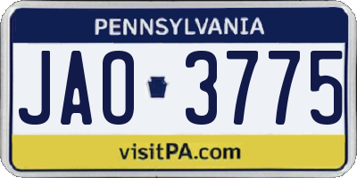 PA license plate JAO3775