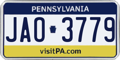PA license plate JAO3779