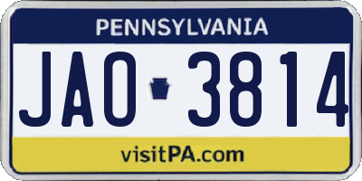 PA license plate JAO3814