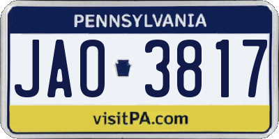 PA license plate JAO3817