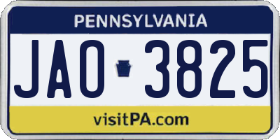 PA license plate JAO3825