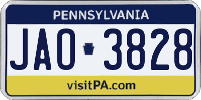 PA license plate JAO3828