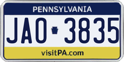 PA license plate JAO3835
