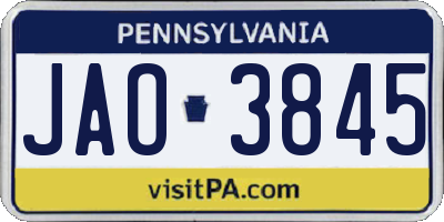 PA license plate JAO3845