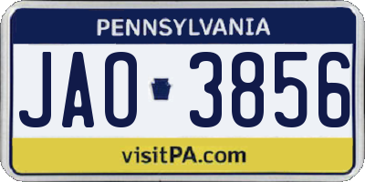 PA license plate JAO3856