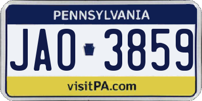 PA license plate JAO3859
