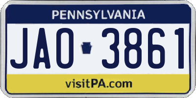 PA license plate JAO3861