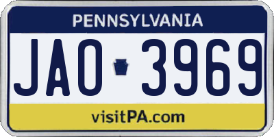 PA license plate JAO3969