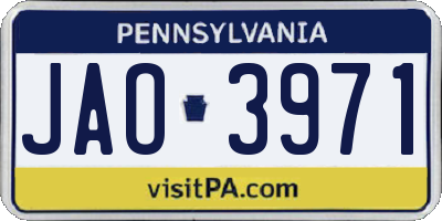 PA license plate JAO3971