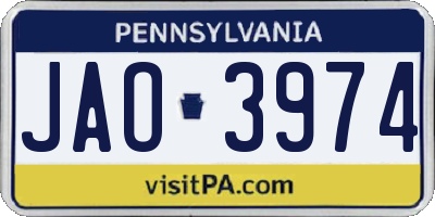 PA license plate JAO3974