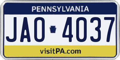 PA license plate JAO4037
